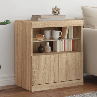 Afbeelding van Dressoir met LED verlichting 60x37x67 cm sonoma eikenkleurig