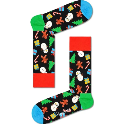 Afbeelding van Happy Socks Bring It On Sock kerstpret op zwart Unisex Maat: 41 46
