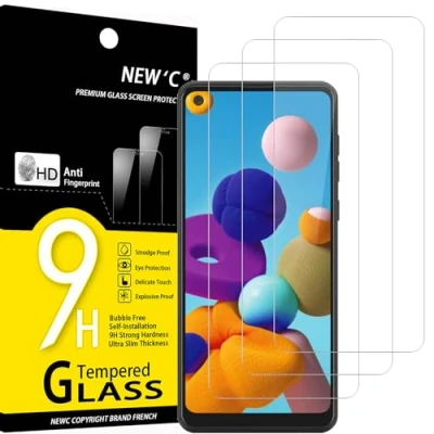 Afbeelding van NEW&#039;C 3 stuks gehard glas voor Samsung Galaxy A21, displaybeschermfolie effectief tegen krassen zonder luchtbellen extreem robuust (0,33 mm HD ultra transparant) hardheid 9H