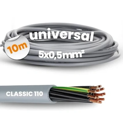 Afbeelding van 10 meter Lapp 1119005 Ölflex Classic 110 PVC stuurstroomkabel 5x0,5 mm² met groen gele aardgeleider 5G0,5 I 5 aderig kabel