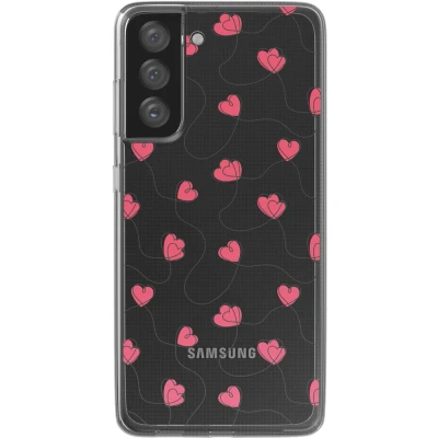 Afbeelding van imoshion hoesje Geschikt voor Samsung Galaxy S21 FE Design Dusty Rose Connected Hearts
