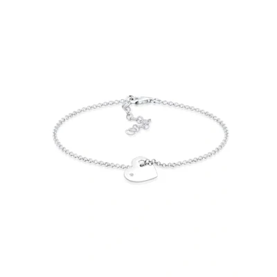 Afbeelding van Elli PREMIUM Dames Armband Hart Liefde Diamant (0.015 ct) in 925 Sterling Zilver