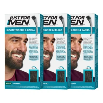 Afbeelding van Multipack Just For Men Kleurgel voor baard en snoor, natuurlijke uitstraling, lange houdbaarheid, bruin haar, M 45
