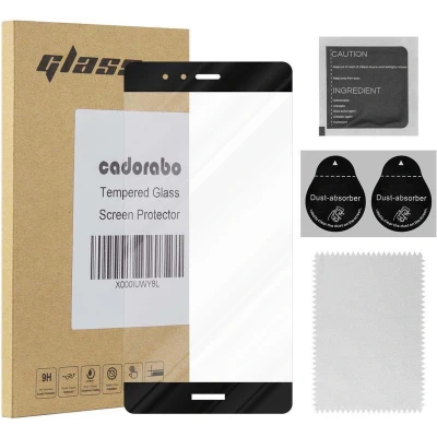 Afbeelding van Cadorabo Screenprotector geschikt voor Huawei P9 PLUS Volledig scherm pantserfolie Beschermfolie in TRANSPARANT met ZWART Gehard (Tempered) display beschermglas 9H hardheid 3D Touch