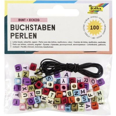 Image de Folia perles lettres avec fil (100 pièces) différentes couleurs