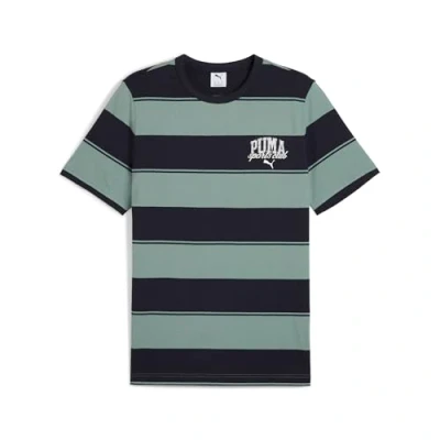 Afbeelding van PUMA CLASS Striped Tee Heren tshirt Green Moon Maat L