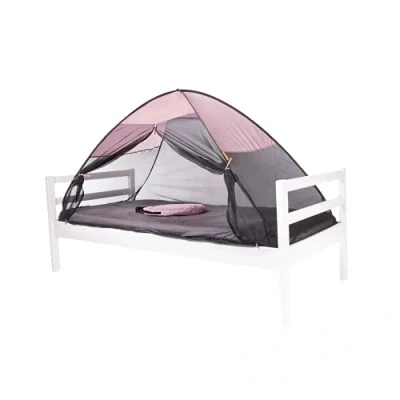 Afbeelding van Deryan pop up bedtent, muggennet, tweepersoonsbed, tent, bed, opvouwbaar en licht, 200 x 90 110 cm, muggennet voor reizen, met draagtas, roze