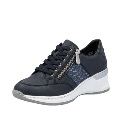 Afbeelding van Rieker N4322 Klassieke lage sneakers voor dames met veters, Blauw