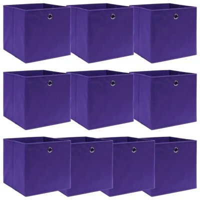 Afbeelding van Opbergboxen 10 st 32x32x32 cm stof paars