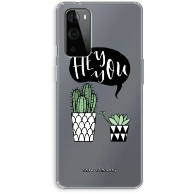 Afbeelding van Case Company® hoesje geschikt voor OnePlus 9 Pro Hey you cactus Soft Cover Telefoonhoesje Bescherming aan alle Kanten en Schermrand