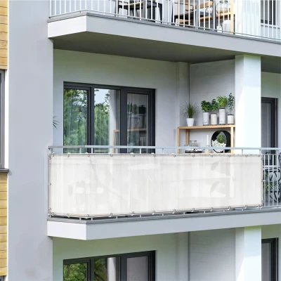 Afbeelding van Shadow Comfort® Balkondoek Balkonscherm Balkon zonnescherm 90 cm x 500 Arctic White