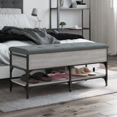 Afbeelding van Schoenenbank 102x42x45 cm bewerkt hout grijs sonoma eikenkleur