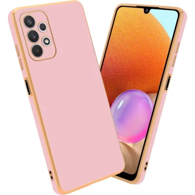 Afbeelding van Cadorabo Hoesje geschikt voor Samsung Galaxy A32 5G in Glossy Roze Goud Beschermhoes Case Cover van flexibel TPU silicone en met camerabescherming