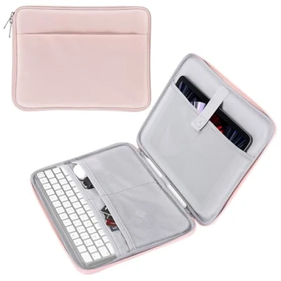 Afbeelding van MoKo Beschermhoes voor Tablet 9 11 inch, compatibel met iPad Air 5 10,9 inch 2022/Air 4, Pro 2021/2020/2018, 9. 8. Gen 10.2, 9.7, tas meerdere vakken roze