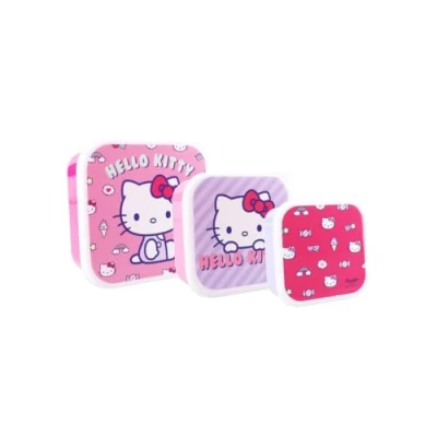 Afbeelding van My sweety pop set van 3 Hello Kitty broodtrommels Broodtrommel Lunchbox Voor kinderen Kleuterschool School Vakantie Maaltijden 11,5 cm (roze/paars)