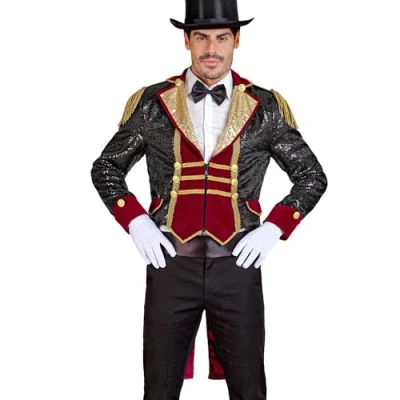 Afbeelding van Widmann Circus Kostuum Glitter Rock Dompteur A Billy Jas Man Zwart Small Carnavalskleding Verkleedkleding