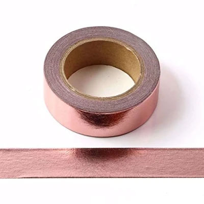 Afbeelding van Syntego Solid Foil, Washi Tape, decoratief plakband, zelfklevend, 15 mm x 10 m (roségoud, m)
