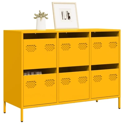 Afbeelding van Dressoir 101,5x39x73,5 cm koudgewalst staal mosterdgeel