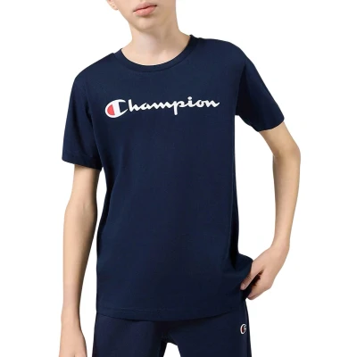 Afbeelding van Champion Icons Crewneck Contrast LOGO Unisex Tshirt print voor kinderen, Maat: 162/167, Dark blue