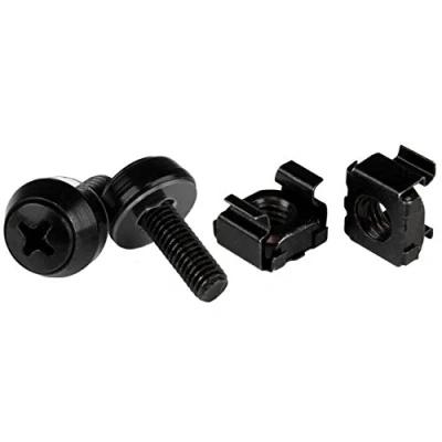 Image de StarTech.com Écrou cage M5 vis Pack de 100 Écrous et M5x12 montage pour RACK armoire serveur noir Kit P/N: 18U 20 WALL OA, 21U 24U RK12OD2, RK3236BKF
