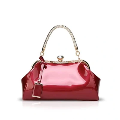 Afbeelding van NICOLE &amp; DORIS Handtassen voor dames clutch lakleer mode avondtassen feest schoudertas, Rode wijn, Stijlvol