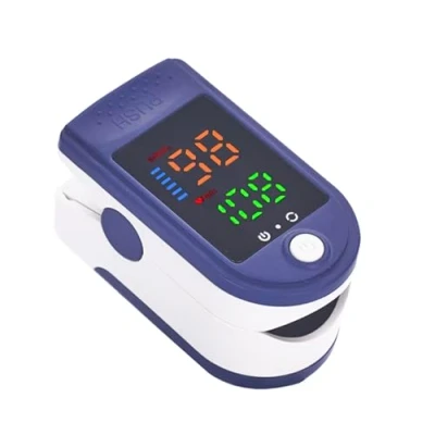 Afbeelding van Draagbare digitale pulsoximeter met led display, nauwkeurige meting van zuurstof in het bloed (SpO2) en hartslag, compact eenvoudig te bedienen design, blauw