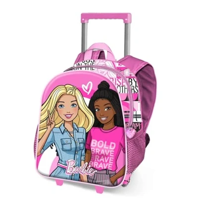 Afbeelding van Barbie Brave Small 3D rugzak met wieltjes, roze, 26 x 34 cm, inhoud 12,5 l, één maat, Kleine rugzak, Rose,