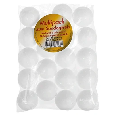 Afbeelding van Glorex 19 stuks witte piepschuimballen, diameter ca. 5 cm, voor knutselen en veelzijdige decoratie