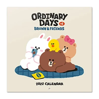 Afbeelding van Grupo Erik Kalender 2022 Line Friends 12 maanden wandkalender, januari tot december 30 x 60 cm, 6 talen, 1 poster inclusief, FSC gecertificeerd