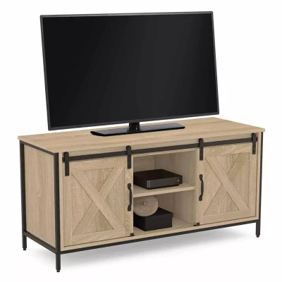 Image de Meuble TV 2 portes grange coulissantes QUEBEC design industriel 113 cm
