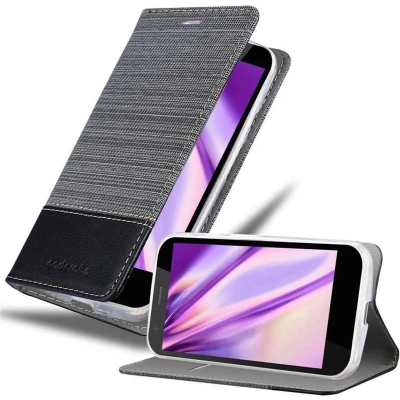 Afbeelding van Cadorabo Hoesje geschikt voor Motorola MOTO G2 in GRIJS ZWART Beschermhoes met magnetische sluiting, standfunctie en kaartvakje Book Case Cover Etui