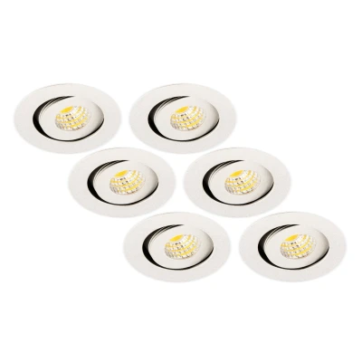 Afbeelding van Inbouwspot LED 3W, Rond, Kantelbaar, Aluminium, Dimbaar, Zilver, 6 Pack