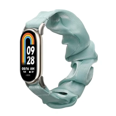 Afbeelding van kwmobile elastisch bandje voor smartwatch geschikt Xiaomi Mi Band 8 Horlogebandje van katoen In groen