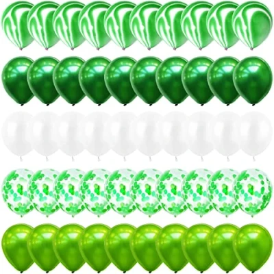 Afbeelding van Groene ballonnen, 60 stuks, ballonnen voor verjaardag, groen, confettiballonnen, jongens, decoratie, kinderen, jungle, bruiloftsballonnen