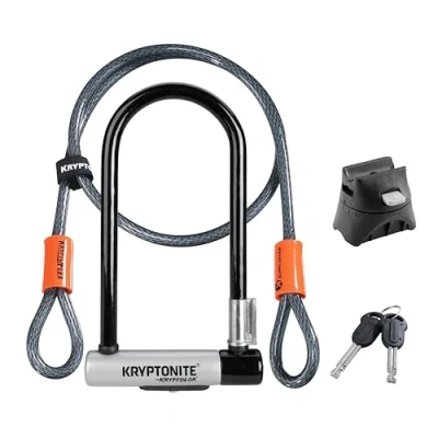 Afbeelding van Kryptonite KryptoLok Standard Mini 7 Beugelslot met Kabel Fiets ART 2 Slot (Elektrische) 17,8x8,2 cm 120 lang Oranje/Zwart