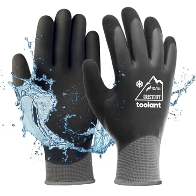 Afbeelding van OriStout Werkhandschoenen voor heren en dames, touchscreen, waterdichte handschoenen, thermische winterhandschoenen, tuinhandschoenen koud weer, grijs, maat XXL