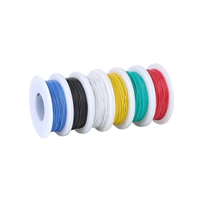 Afbeelding van TUOFENG Solide elektriciteitsdraad, 28 AWG, set van 6 spoelen 15 meter in verschillende kleuren AWG jumper draad, aansluitdraadset