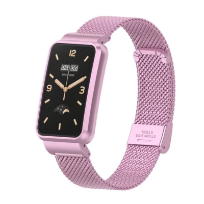 Afbeelding van Milanese bandje met case Lila Xiaomi Smart band 7 Pro