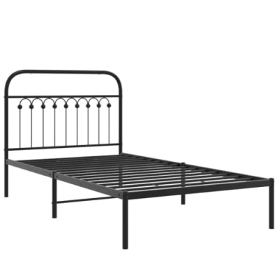 Afbeelding van Bedframe met hoofdbord metaal zwart 100x200 cm