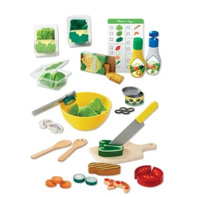 Afbeelding van Melissa &amp; Doug Saladeset Snijden en bereiden 52 delige houten vilten speelstukken