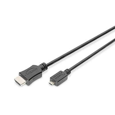 Afbeelding van Digitus DB 330109 020 S HDMI kabel Adapterkabel A stekker, micro D stekker 2 m Zwart 4K UHD, Afgeschermd (dubbel), Afscherming gevlochten,