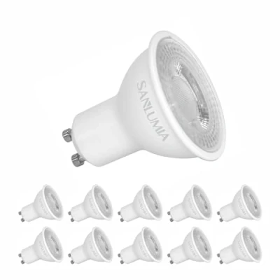 Afbeelding van Sanlumia 5 W led spot GU10 420 lm CRI90+ komt overeen met 50 halogeen natuurlijk wit 4000 K 38 graden brede stralingshoek lichtlamp glasafwerking set van 10 lampen