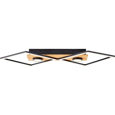 Afbeelding van Brilliant Woodbridge LED plafondlamp 100x35cm hout/zwart, hout/metaal/kunststof, 1x geïntegreerd, 50 W, (lichtstroom: 5200lm, lichtkleur: 3000K)