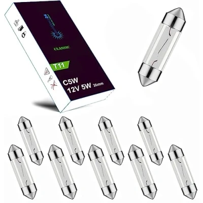 Afbeelding van LIGHTWORLD24 10 x Festoon 12V 5W C5W SV8.5 36mm auto interieur kentekenplaatlamp