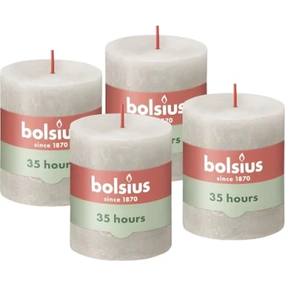 Image de Bolsius Bougies pilier rustiques Shine 4 pcs 80x68 mm Gris sableux