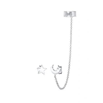 Afbeelding van Elli Astro Sterne Halbmond Blogger Oorbellen, Dames, Maat: One Size, Silber