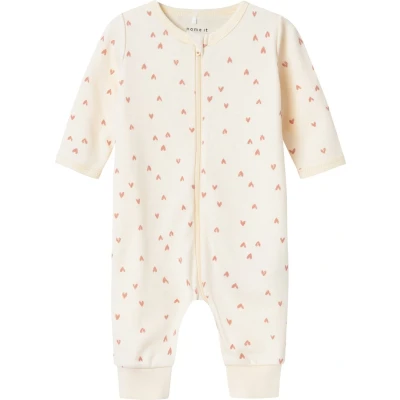 Afbeelding van Name it Nbfnightsuit ZIP Hearts Pyjama voor kinderen, Maat: 80, Buttercream