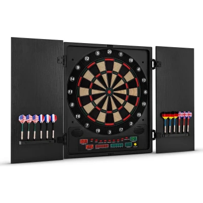 Afbeelding van Dartmaster 180 dartbord dartautomaat softtip deuren zwart