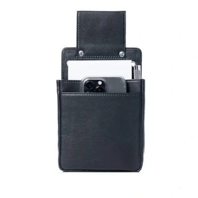 Afbeelding van Horeca holster portemonnee Kelnerbeurs kapper riem Kelner portefeuille schort houder Heup Heuptas Leer Zwart