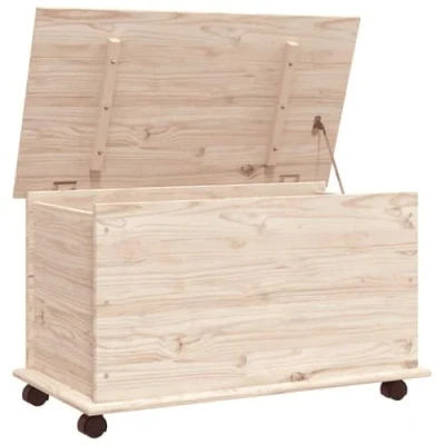 Afbeelding van Opbergkist met wielen ALTA 73x39,5x44 cm massief grenenhout